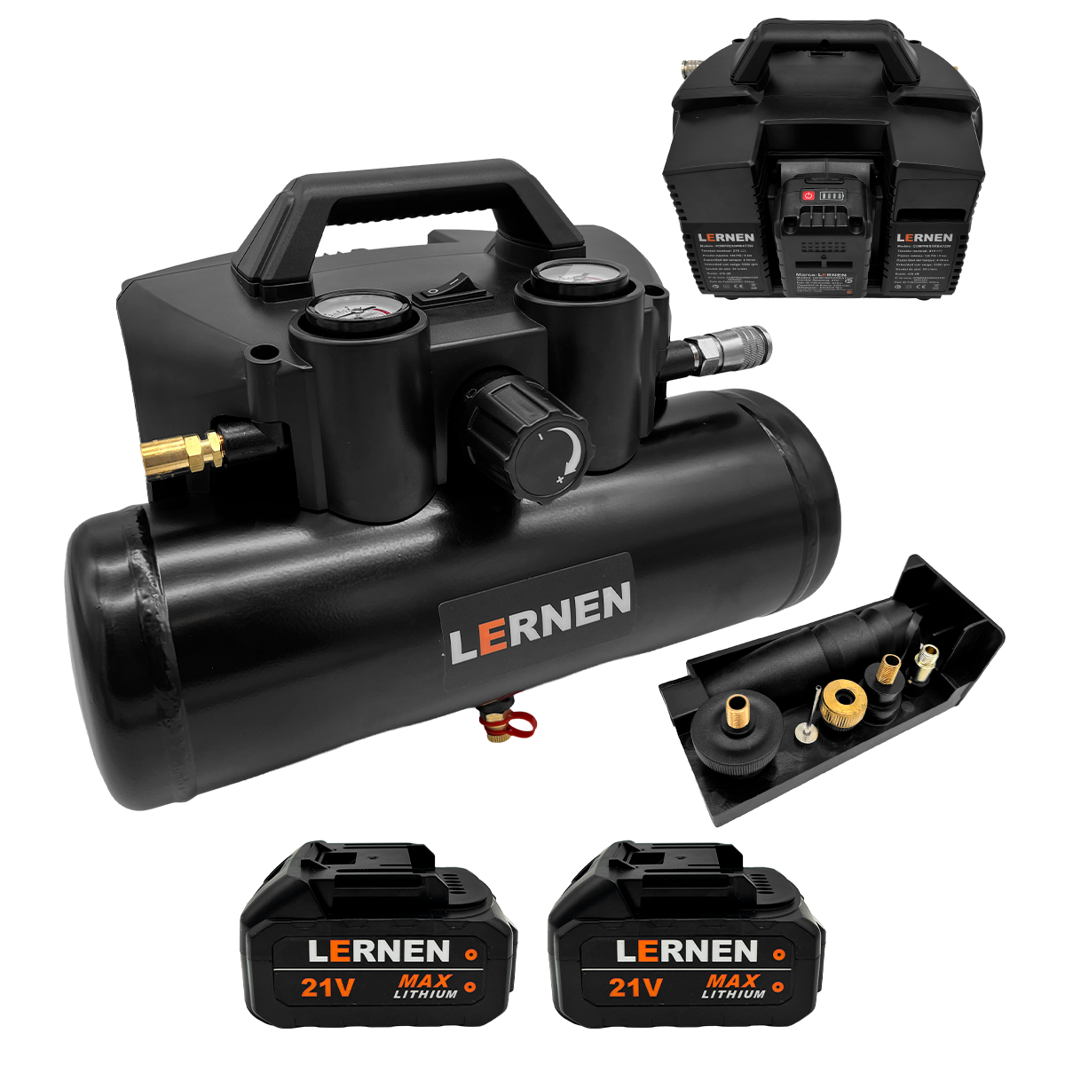 Compresor de Aire Inalámbrico 290 W — 120 PSI / 4 L Lernen