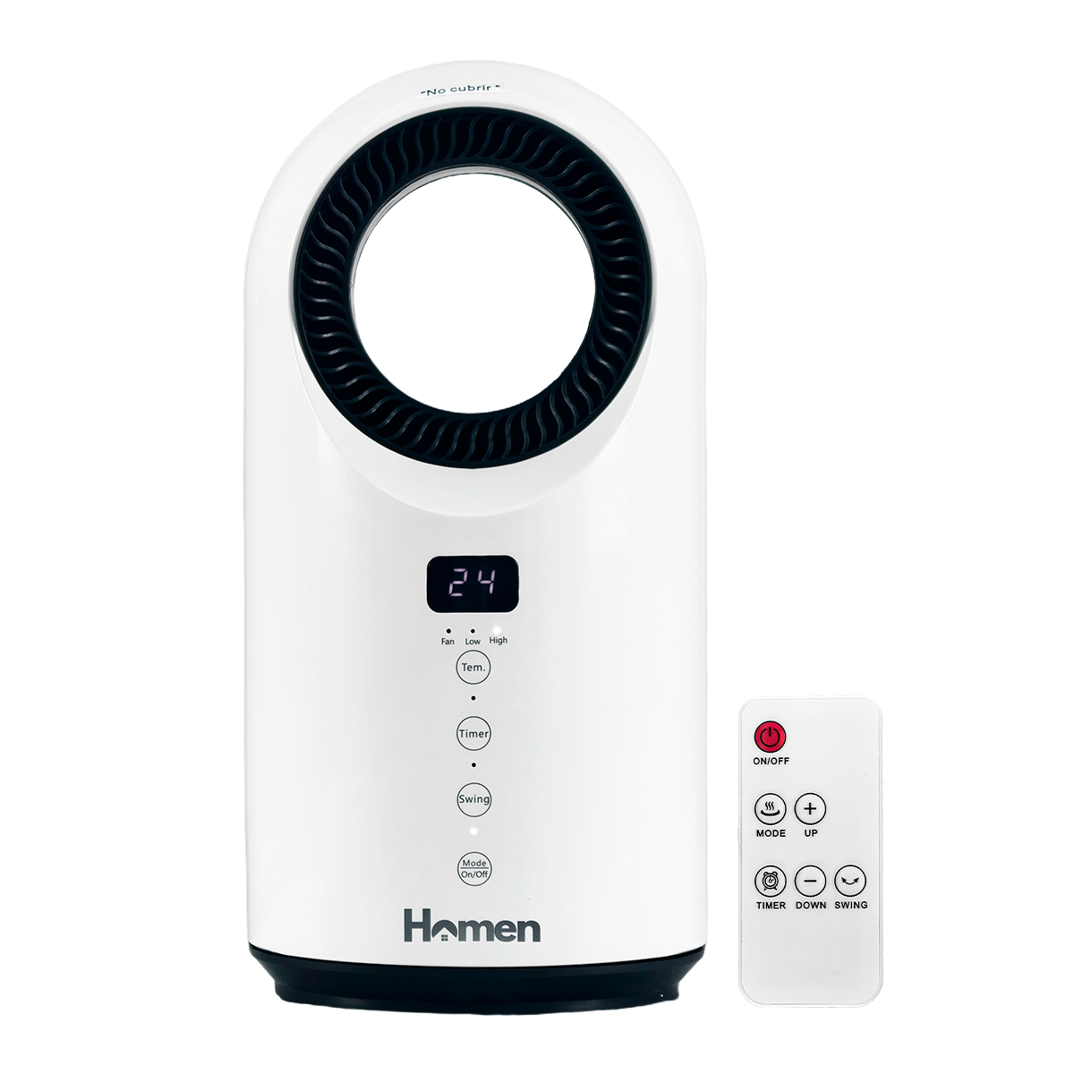 Estufa Calefactor Oscilante Homen 1500W con Control Remoto