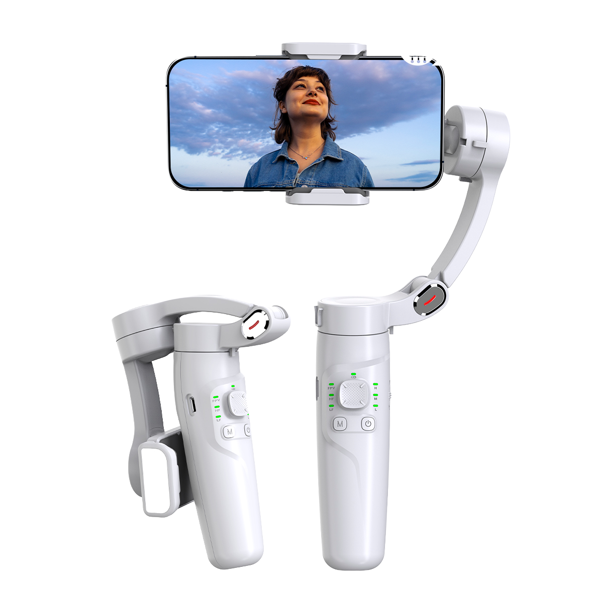 Estabilizador Gimbal Inteligente con Seguimiento Facial IA y Luz LED