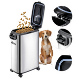 Contenedor Hermético para Alimento de Mascotas KERU 15 Litros Acero Inoxidable