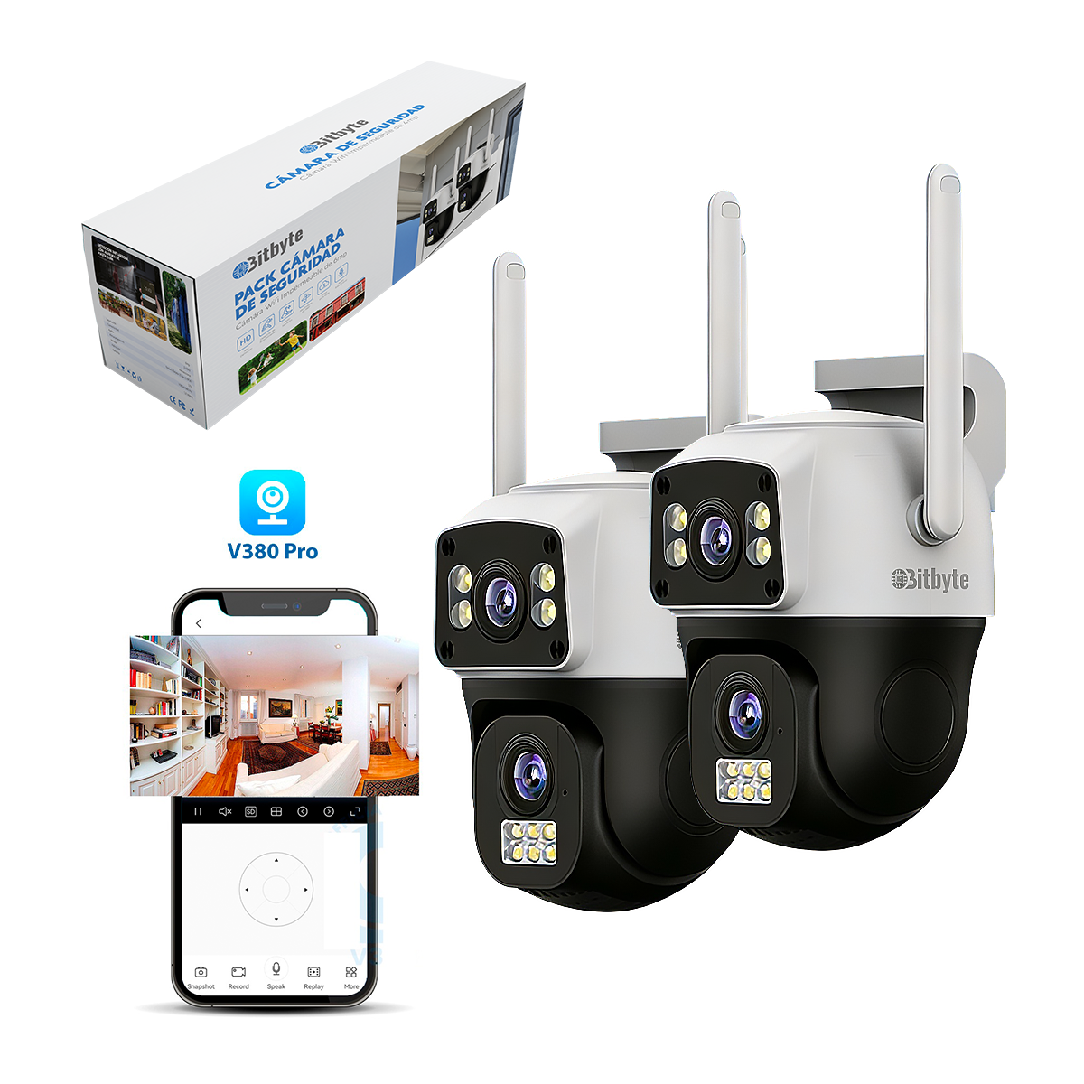 Cámara de seguridad Solar Wifi Exterior Impermeable 6MP 360° Full HD