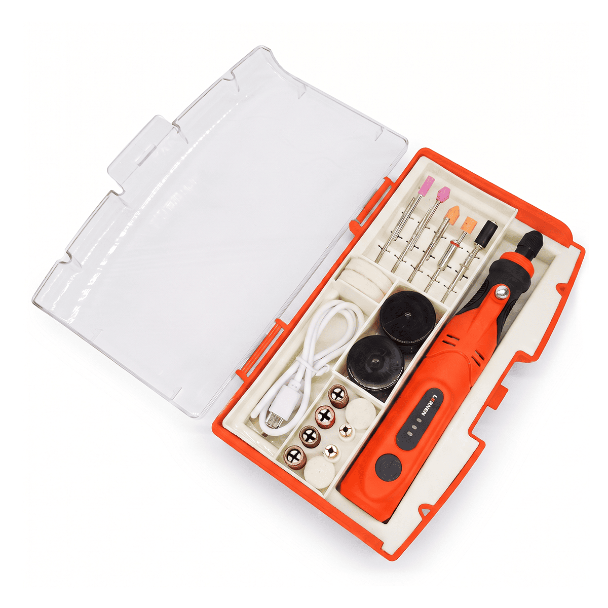 Herramienta Multipropósito Kit Minitorno Tipo Dremel 3.6V con 58 Accesorios USB-C