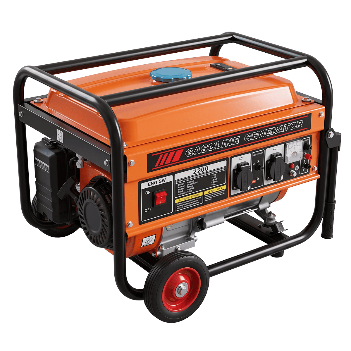Generador a Gasolina 2.200 W 4 Tiempos 163 cc 220 V con Ruedas