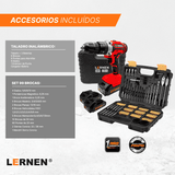 Pack Taladro Inalámbrico Percutor 2 Baterías + Set De 99 Brocas