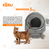 Arenero Inteligente Automático KERU EC Para Gatos Con App Y Conexión Wifi - Autolimpiante Keru 50 LT
