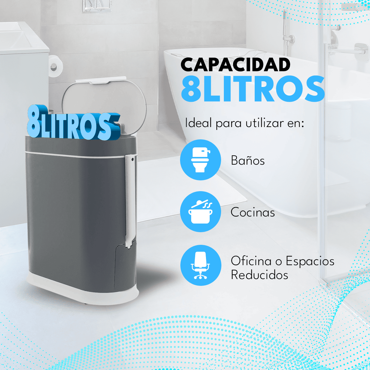 Basurero Automático Papelera Inteligente Sensor 8 Lts - GRIS