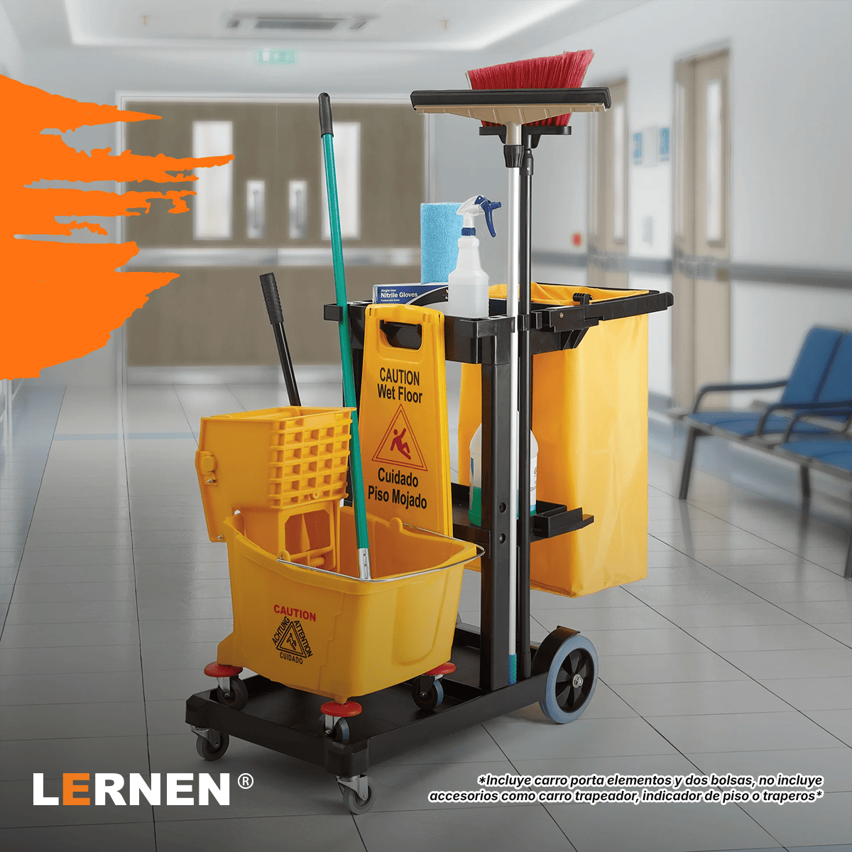 Carro De Aseo Porta Útiles, Con Tapa Incluye 2 Bolsas Lernen