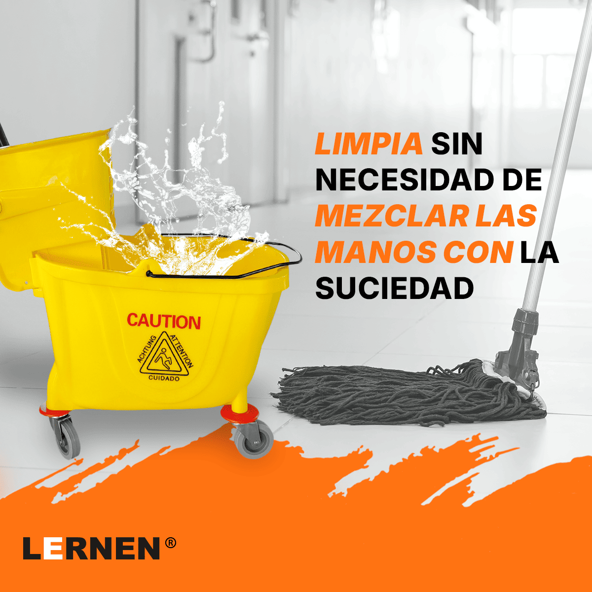Carro Estrujador De Aseo Mopa 33 litros Amarillo Lernen
