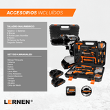 Pack Taladro Inalámbrico 21v 2baterías + Set Herramientas