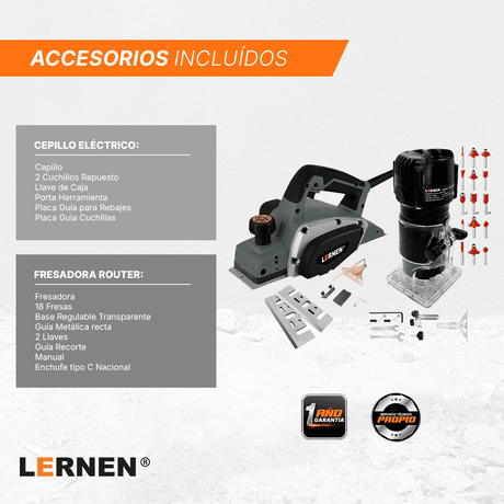 Pack Fresadora Router Tupi + Cepillo Eléctrico Carpintería Lernen