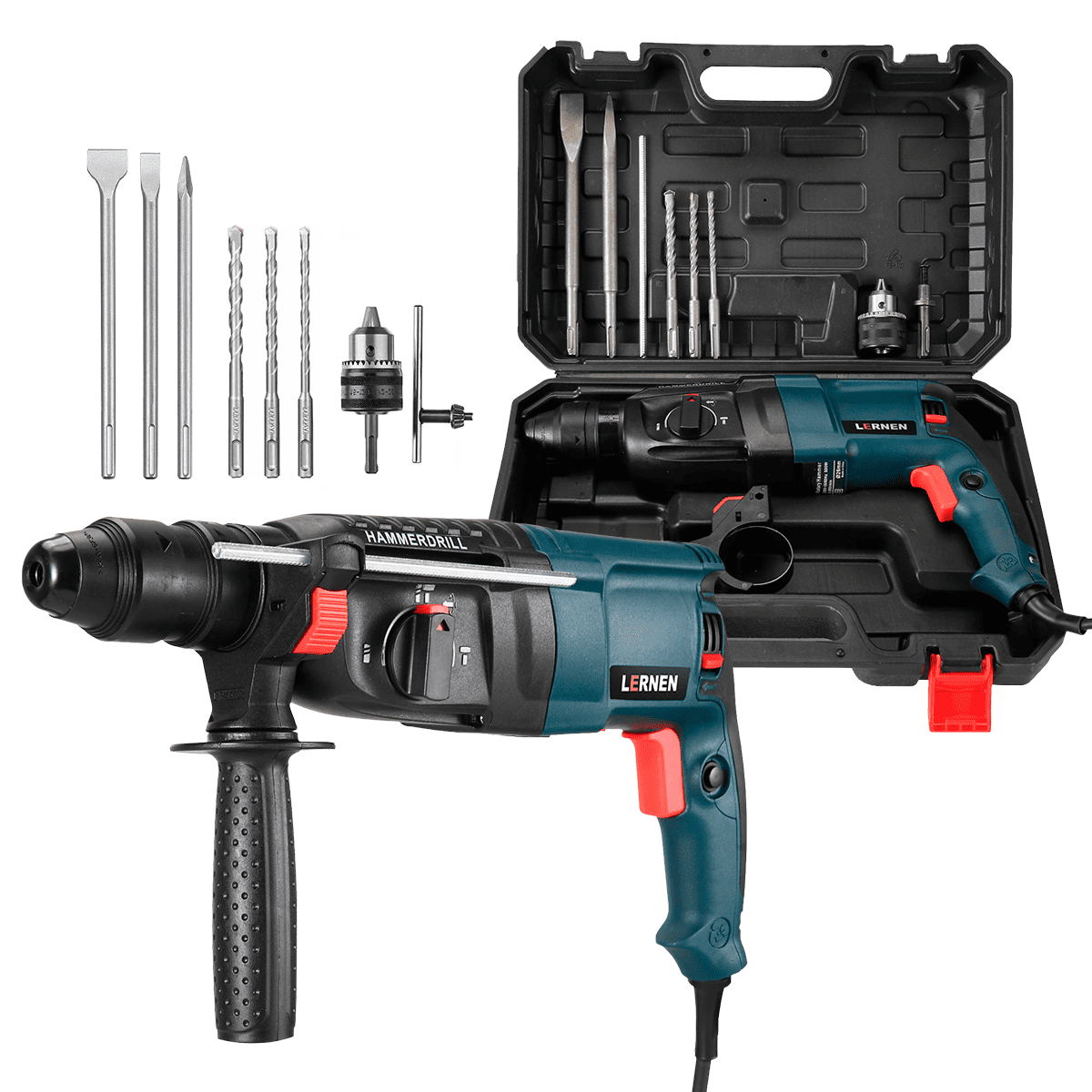 Kit Rotomartillo 800 W LERNEN+ Maletín Portátil + Accesorios