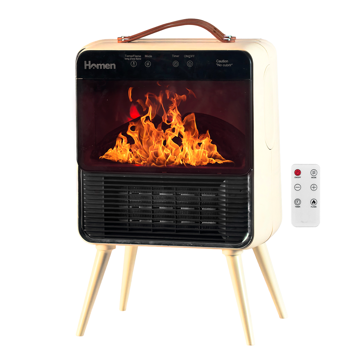 Estufa Calefactor Eléctrico Homen Retro Chimenea 1800W con Efecto Llama