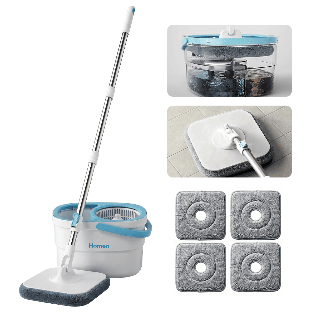 Trapeador Mopa 360 Con Balde Giratorio Centrifugo Microfibra