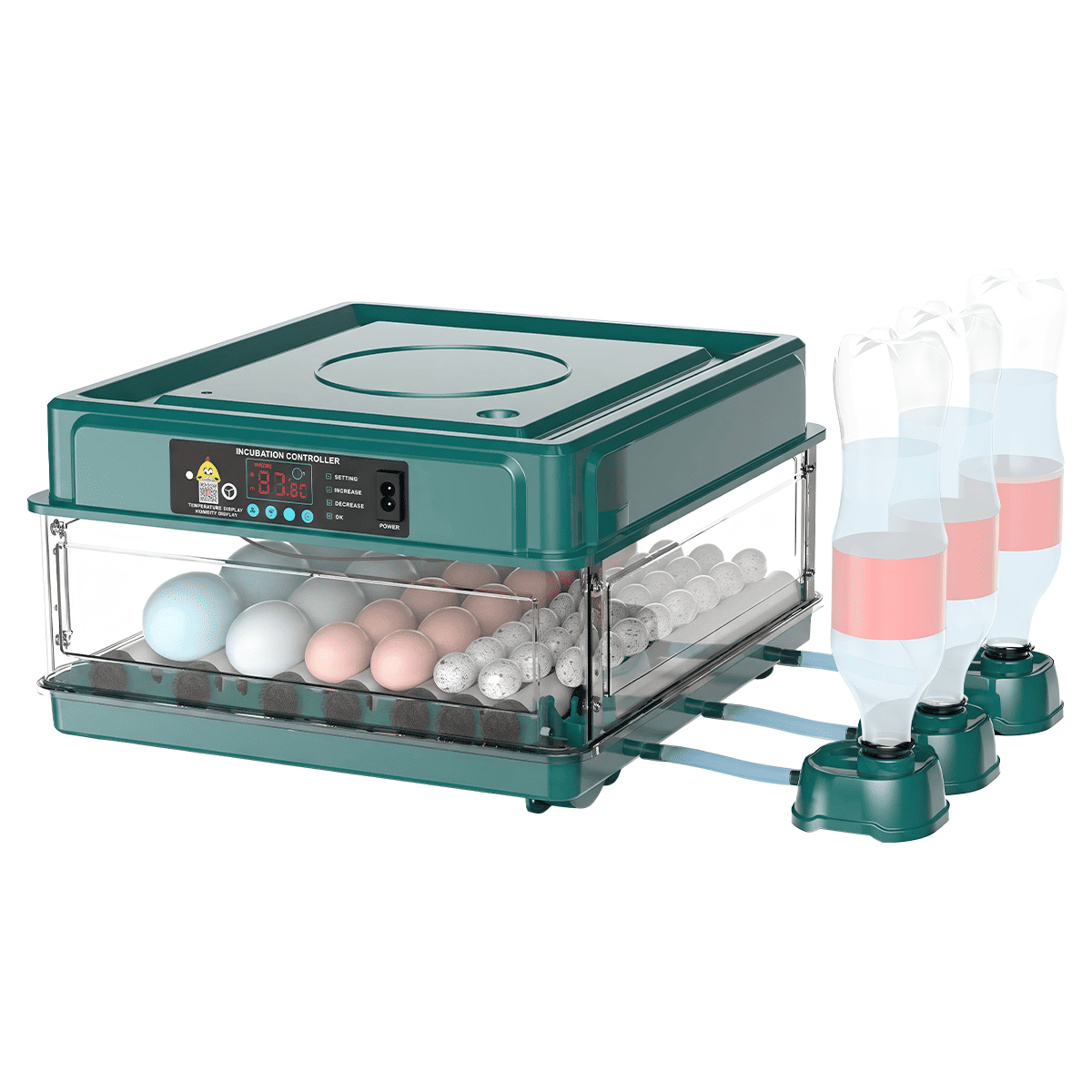 Incubadora Automática KERU 48 Huevos con Volteo, Control de Temperatura y Doble Alimentación