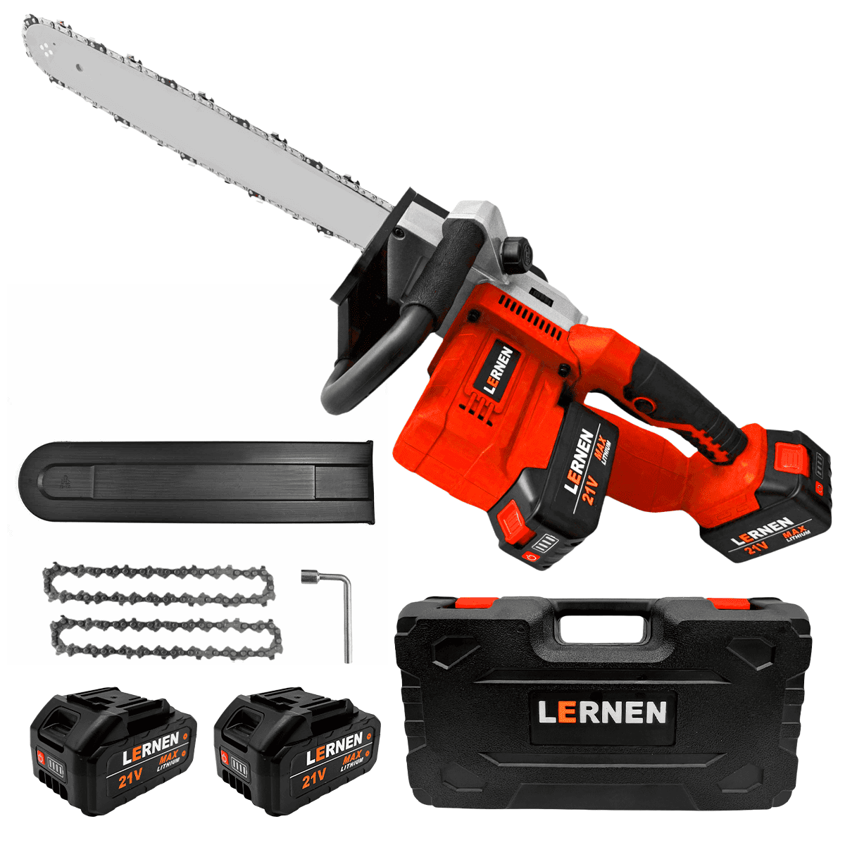 Motosierra Podadora Inalámbrica 16'' + 2 Baterías + Cadenas Lernen