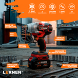 Llave Impacto 1/2" Inalámbrica LERNEN 21V + 2 Baterías + Acc