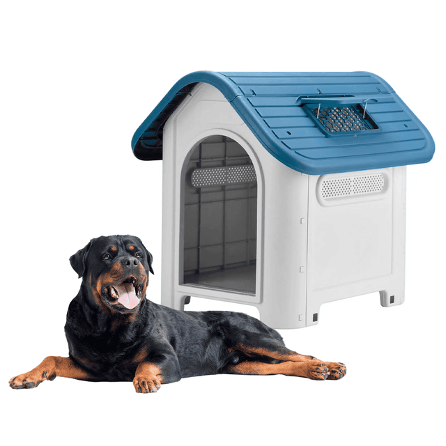 Casa para Perro con Ventana y Techo Azul Keru