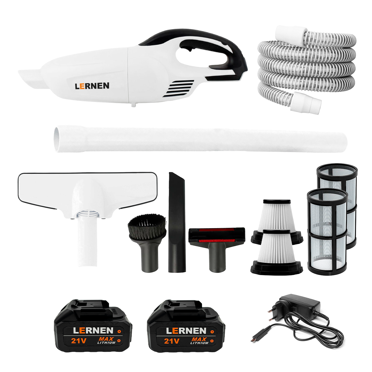 Aspiradora Inalámbrica Lernen 21v + 2 Baterías + Accesorios