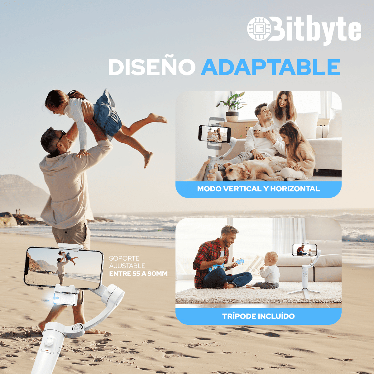 Estabilizador Gimbal Inteligente con Seguimiento Facial IA y Luz LED