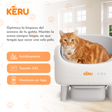 Arenero Inteligente Automático KERU ABIERTO para Gatos con App WiFi XXL 76 Lt