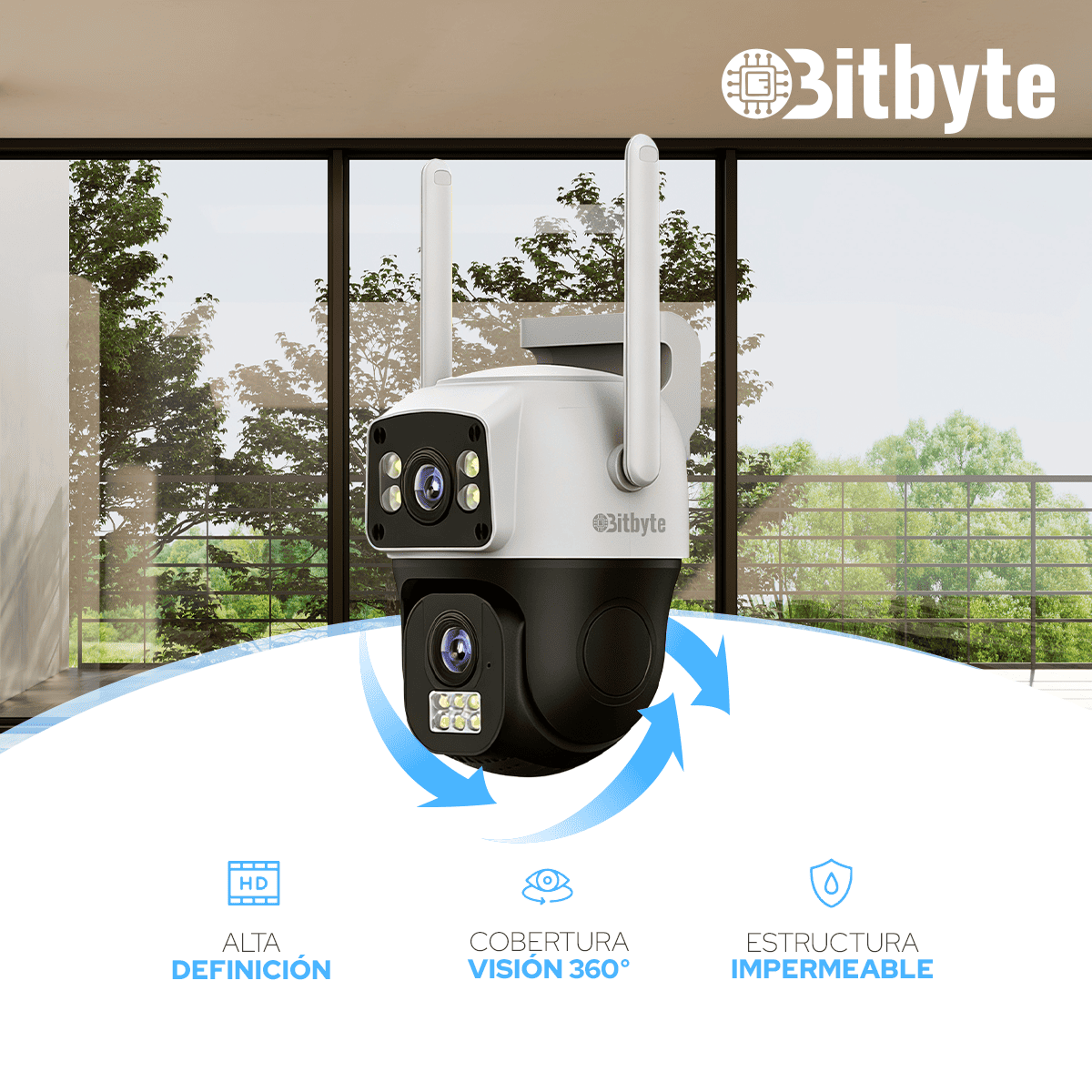 Cámara de seguridad Solar Wifi Exterior Impermeable 6MP 360° Full HD