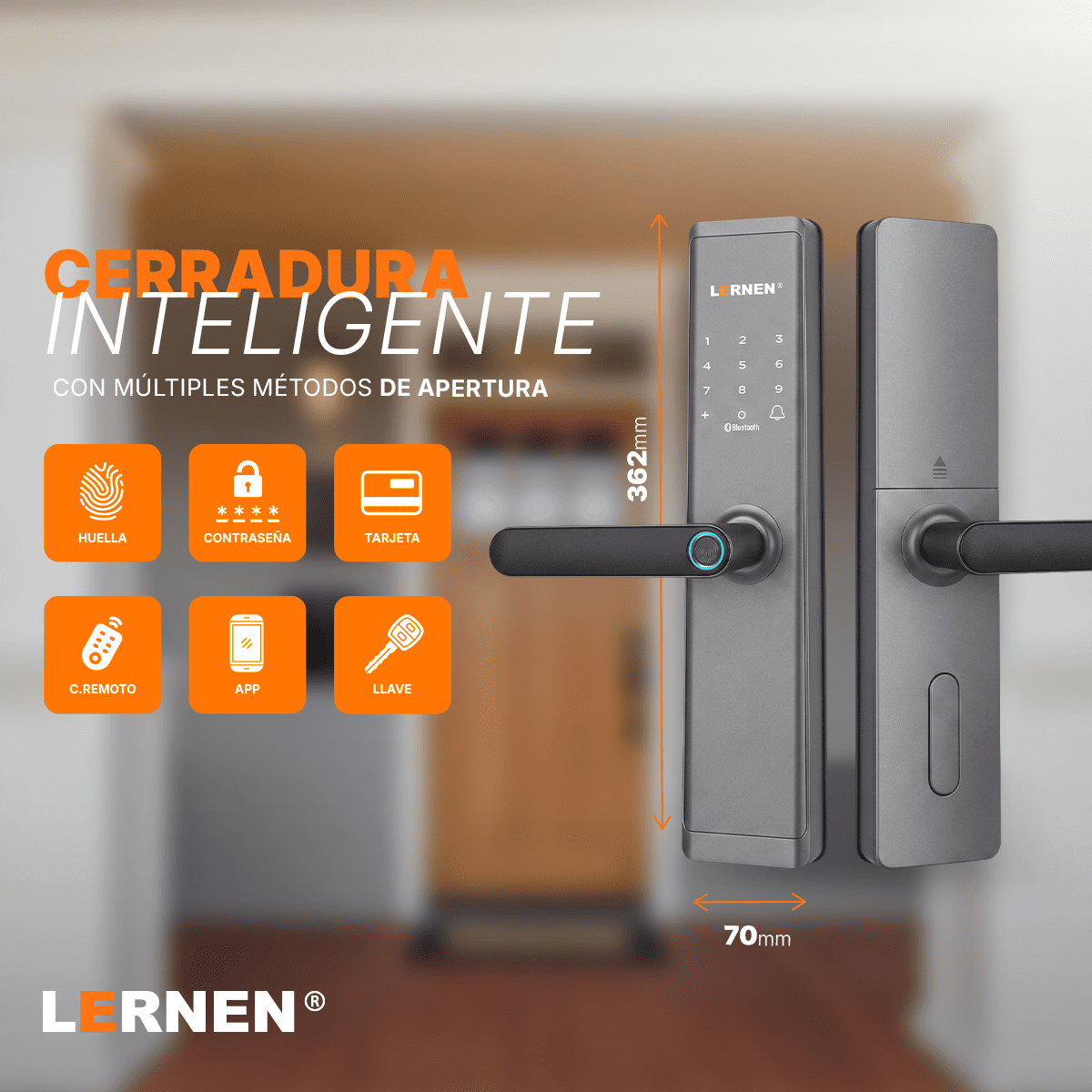 Cerradura Inteligente Digital Electrónica EC Lernen + App Tuya + Bluetooth
