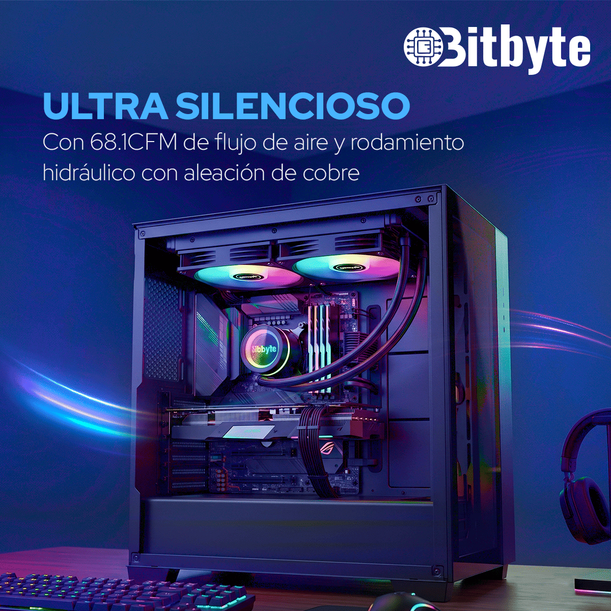 Refrigeración Líquida AIO ARGB PWM 240mm Bitbyte para Intel y AMD