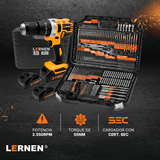 Pack Taladro Inalámbrico Percutor + Set 246 Brocas