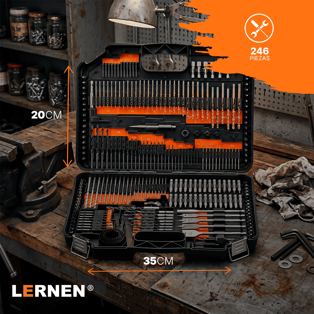 Maletín De 246 Puntas De Taladro, Brocas y Dados
