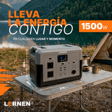 Estación de Energía Portátil Lernen 1500w para Emergencias y Camping en Chile