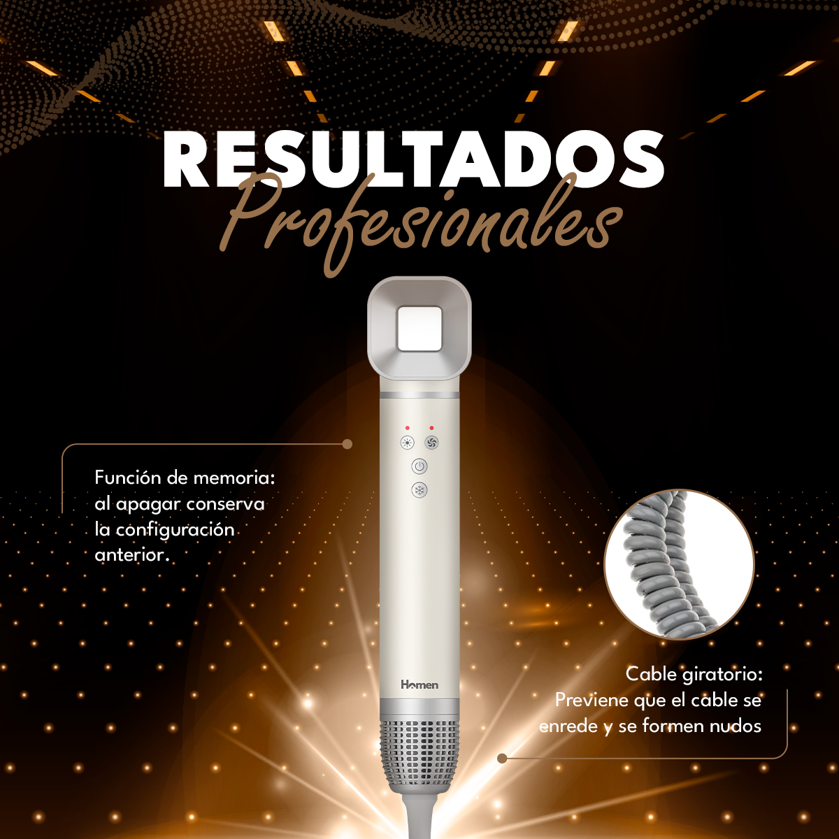 Secador De Pelo 5 En 1 Multifunción Homen PRO - Tecnología Iones