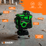 Nivel Laser Profesional 12 Líneas LERNEN + Maletín + Trípode