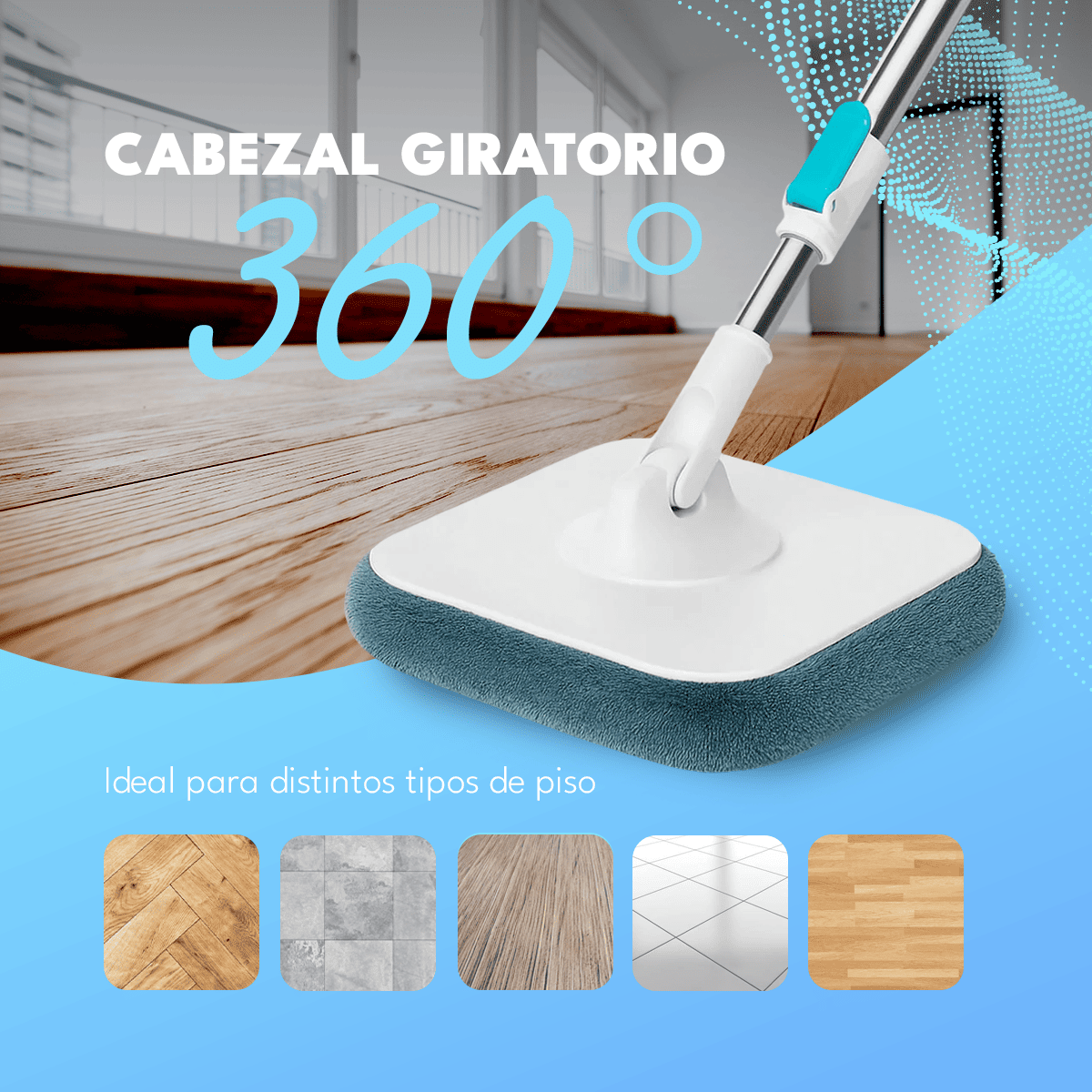 Trapeador Mopa 360 Con Balde Giratorio Centrifugo Microfibra