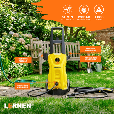 Hidrolavadora 1.600w con Espumador y Ruedas LERNEN