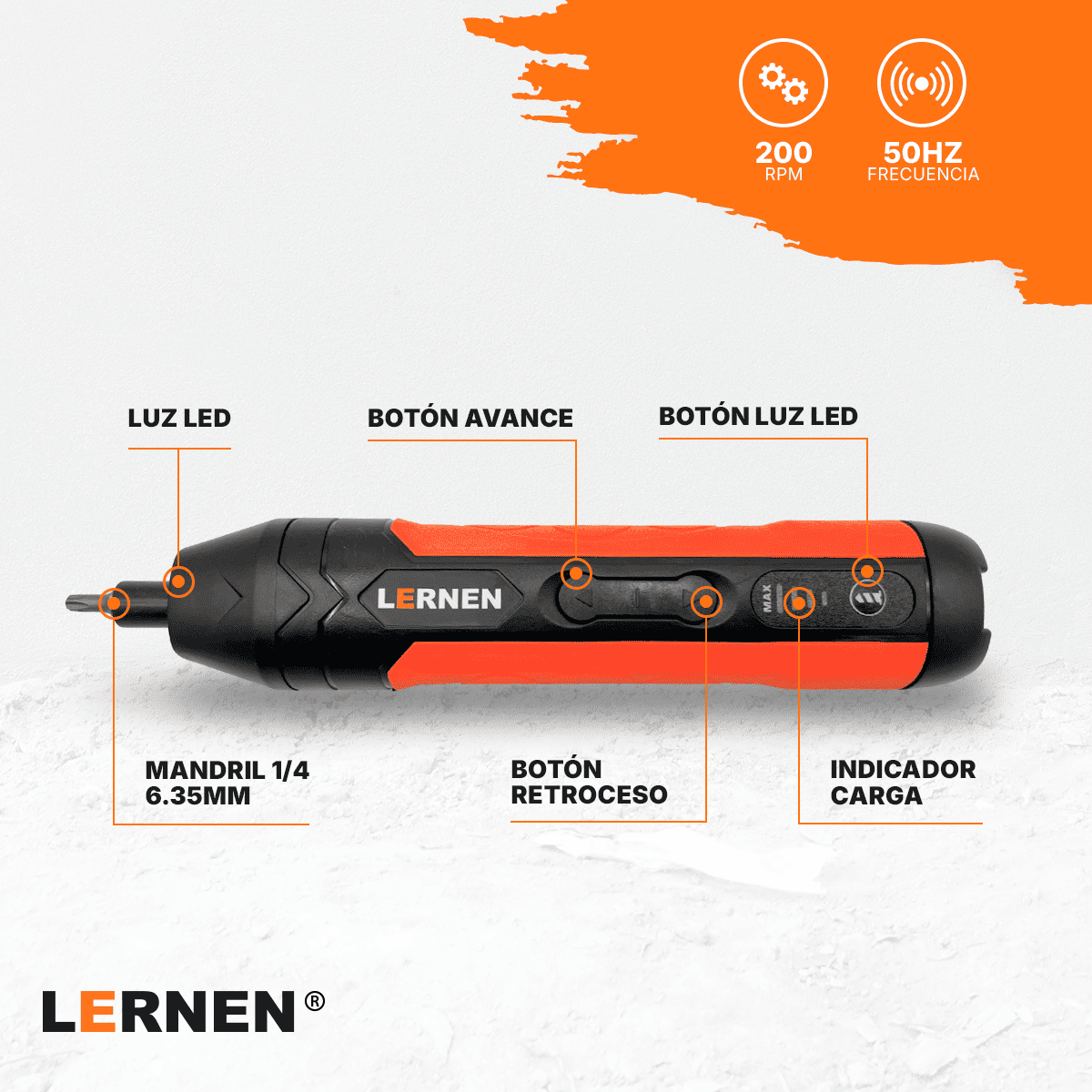 Destornillador inalámbrico mini 3.6 V LERNEN Lernen