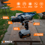 Kit Taladro Destornillador Inalámbrico LERNEN 21V + 2 Baterías + Acc