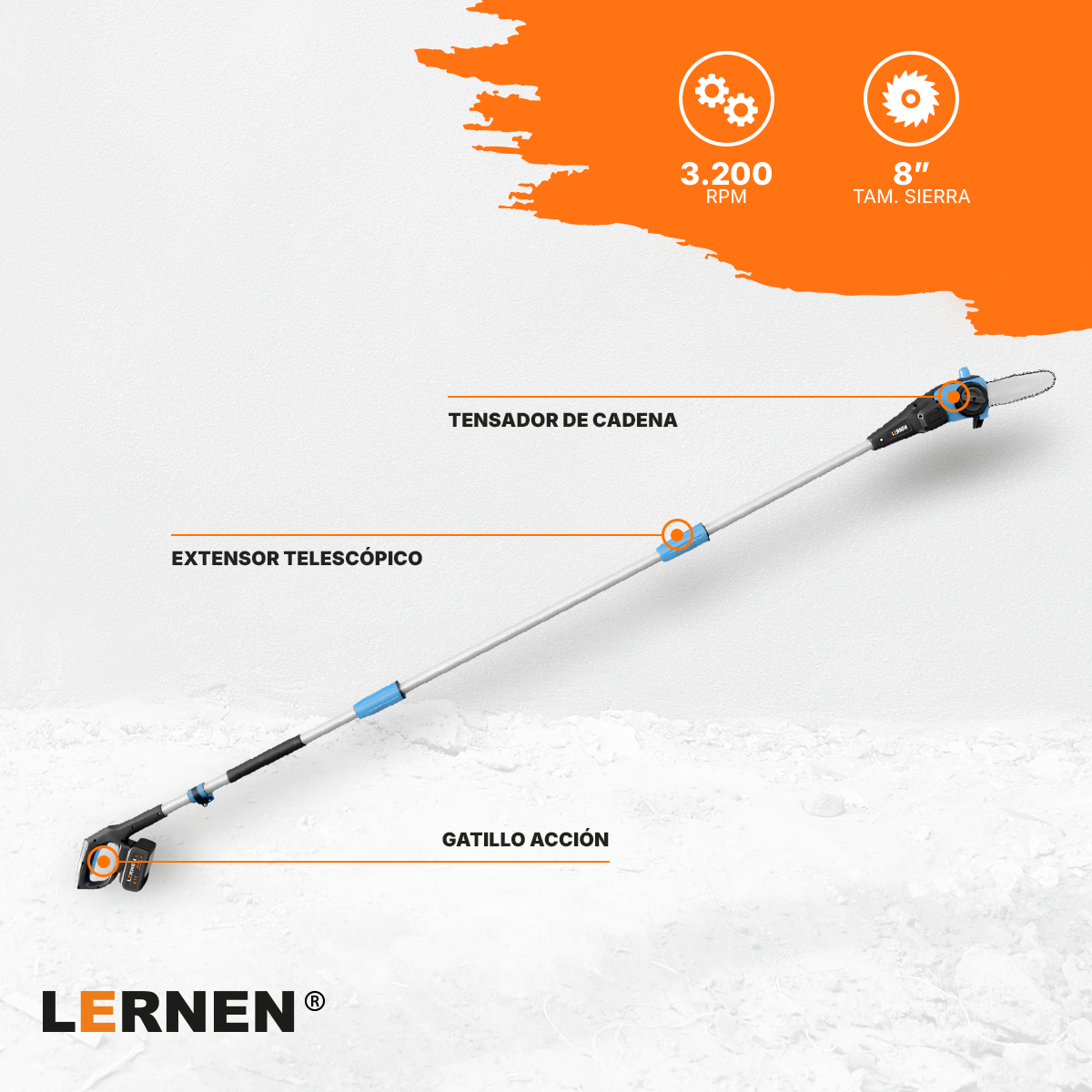 Motosierra Telescópica Inalámbrica Brushless Lernen