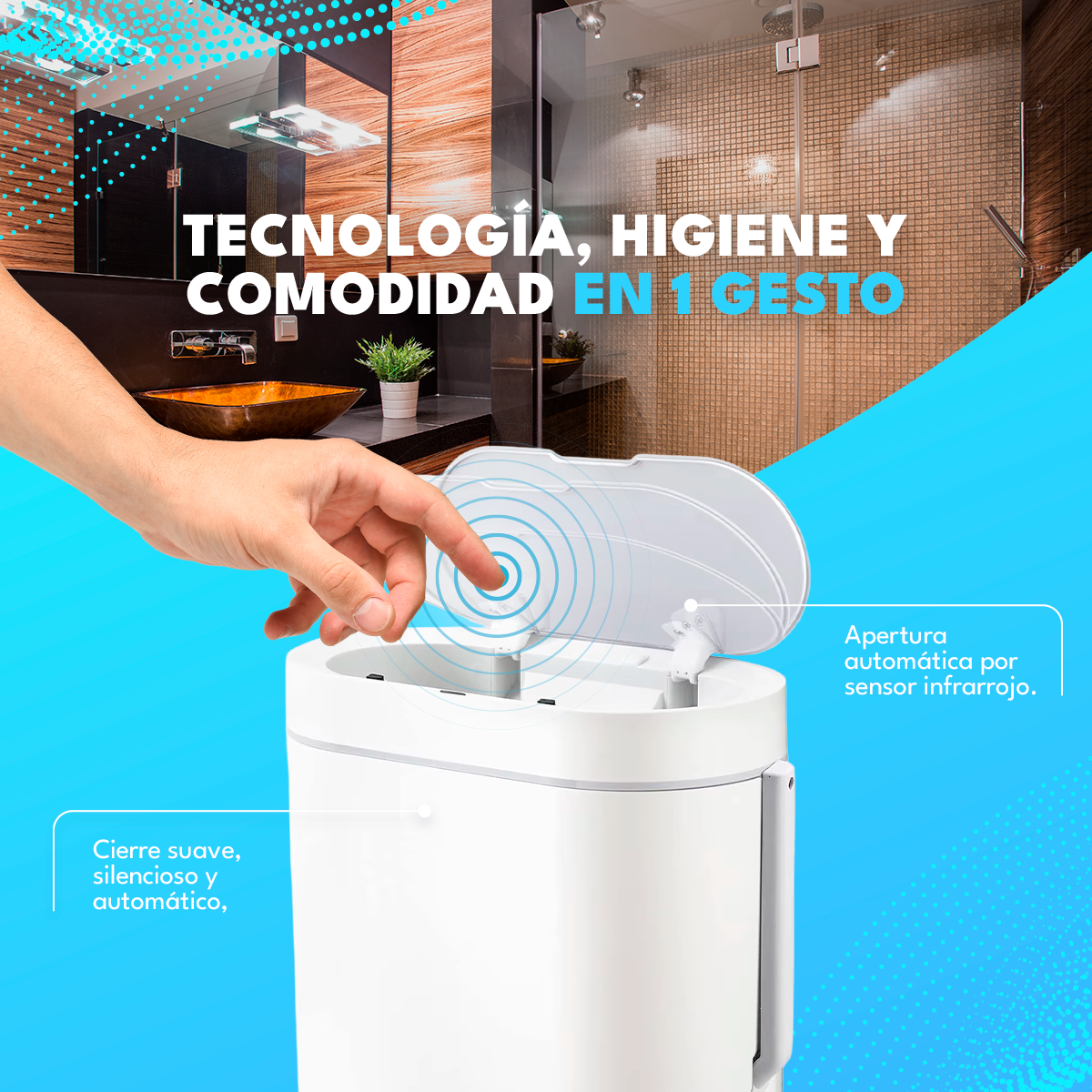 Basurero Automático Papelera Inteligente Sensor 8 Lts