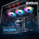 Refrigeración Líquida AIO ARGB PWM 360mm Bitbyte para Intel y AMD