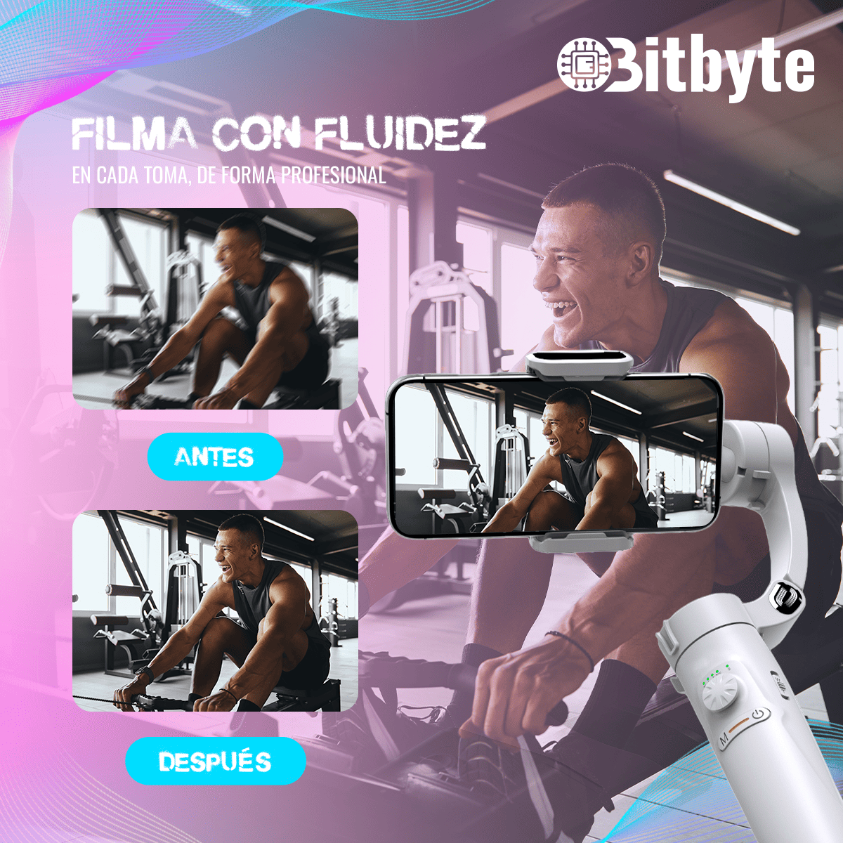 Estabilizador Gimbal Inteligente con Seguimiento Facial IA y Luz LED