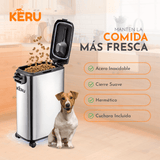 Contenedor Hermético para Alimento de Mascotas KERU 15 Litros Acero Inoxidable