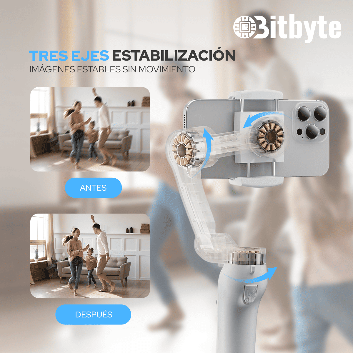 Estabilizador Gimbal Inteligente con Seguimiento Facial IA y Luz LED