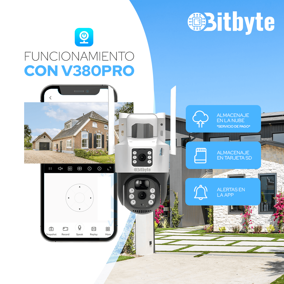 Cámara de seguridad Solar Wifi Exterior Impermeable 6MP