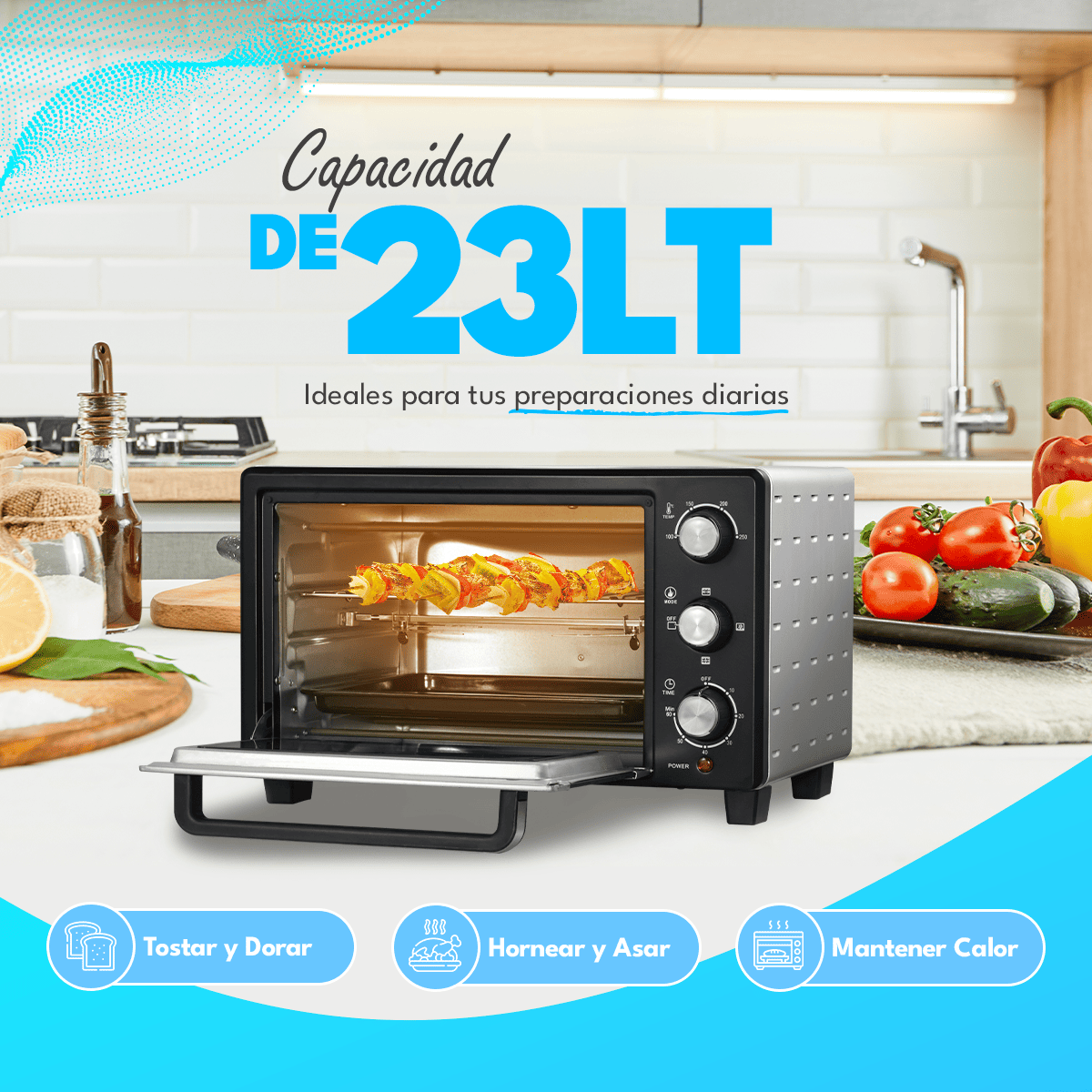 Horno Eléctrico Homen 23 Lt 1.400 W