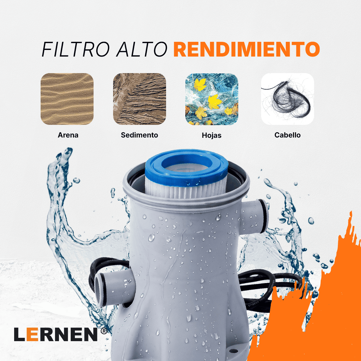 Bomba Para Piscina Con Filtro 2.006 L/h 30 W LERNEN
