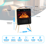 Estufa Calefactor Eléctrico Homen Retro Chimenea 1800W con Efecto Llama
