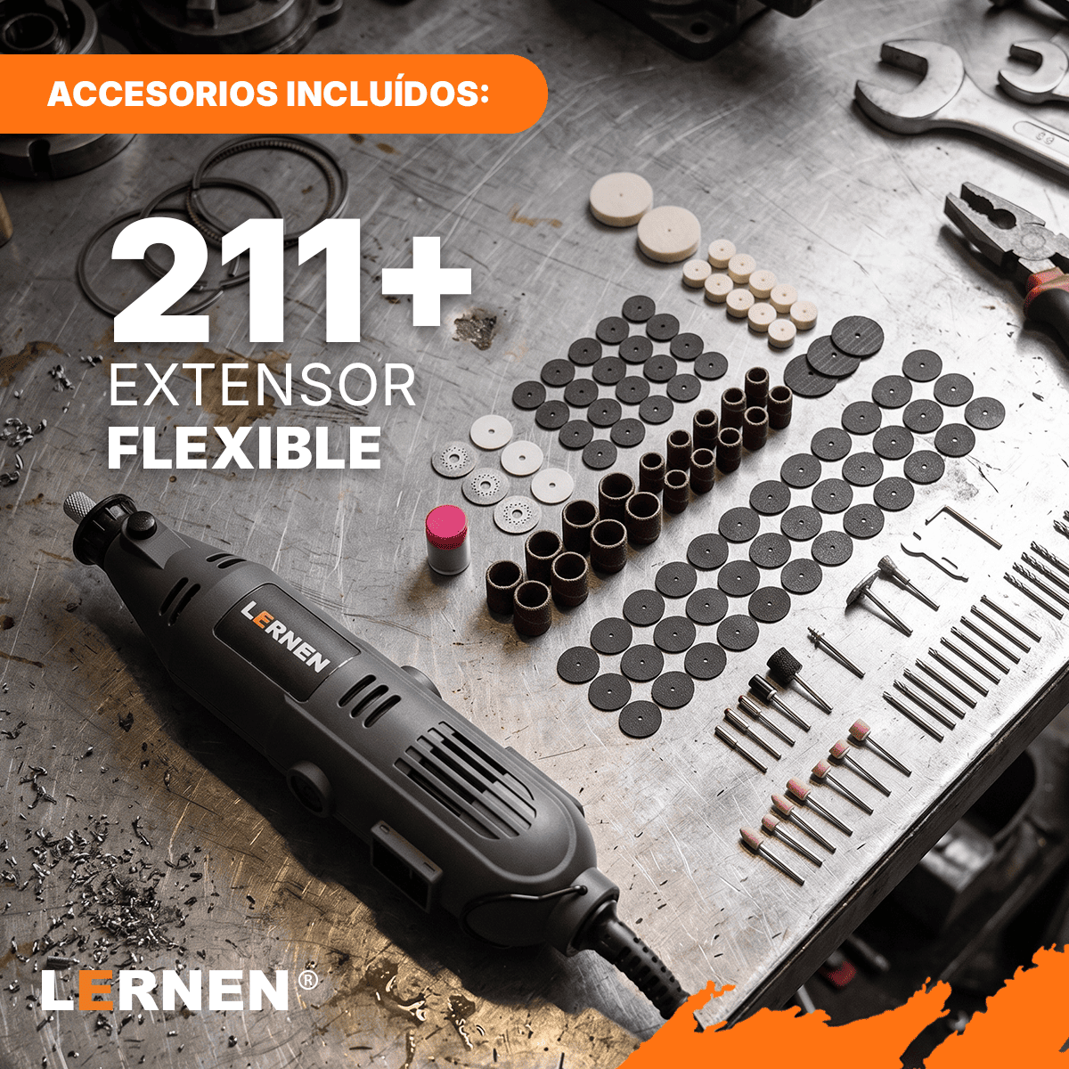 Herramienta Multipropósito Kit Minitorno Tipo Dremel 135w 211 Piezas
