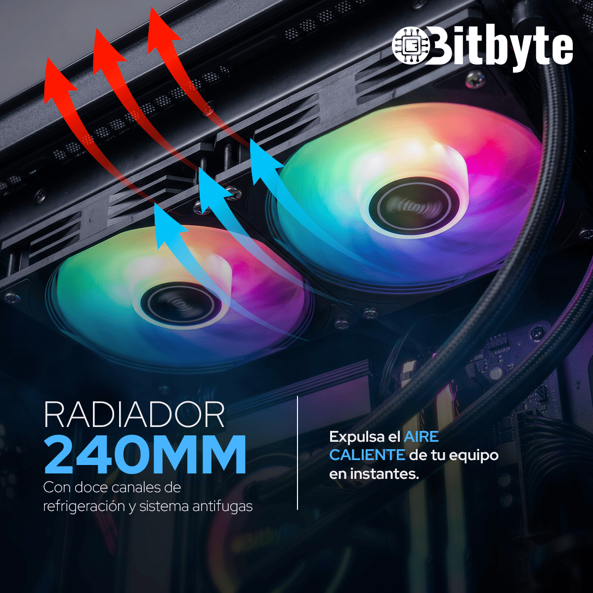 Refrigeración Líquida AIO ARGB PWM 240mm Bitbyte para Intel y AMD