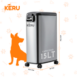 Contenedor Hermético para Alimento de Mascotas KERU 15 Litros Acero Inoxidable