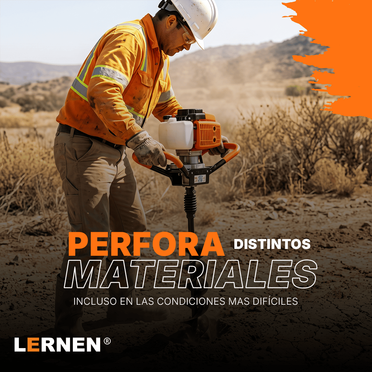 Ahoyador Barreno a Gasolina 52 cc + 3 Brocas Lernen